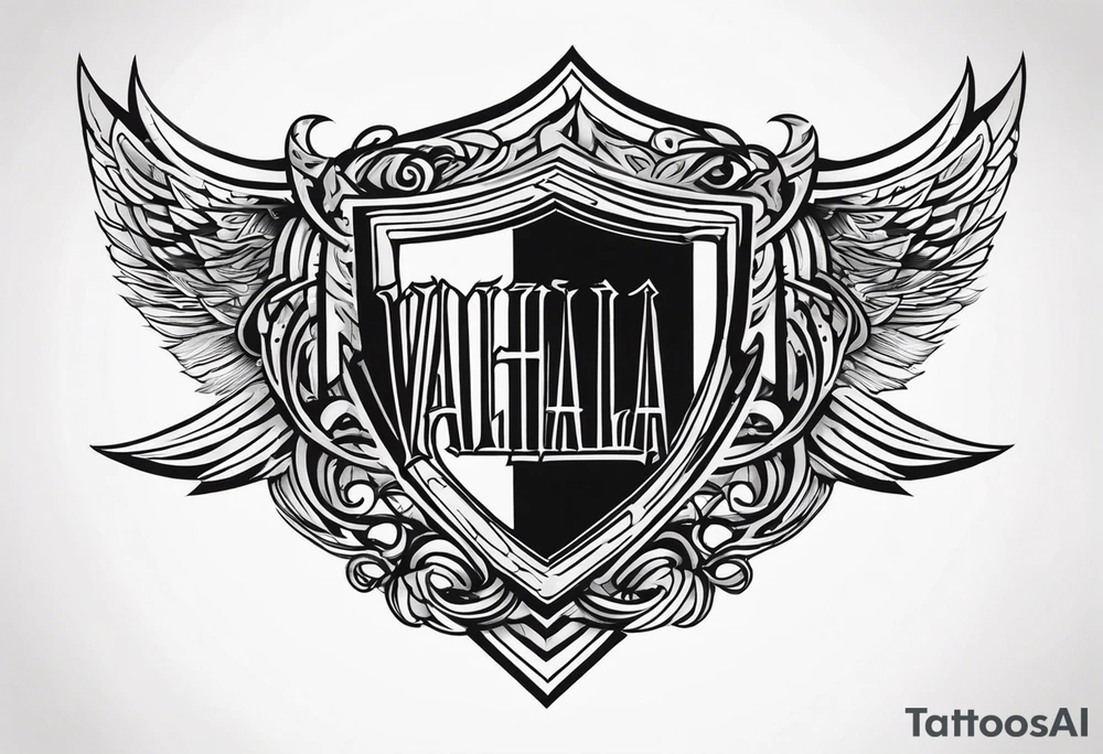 Valhalla sword shield tattoo idea