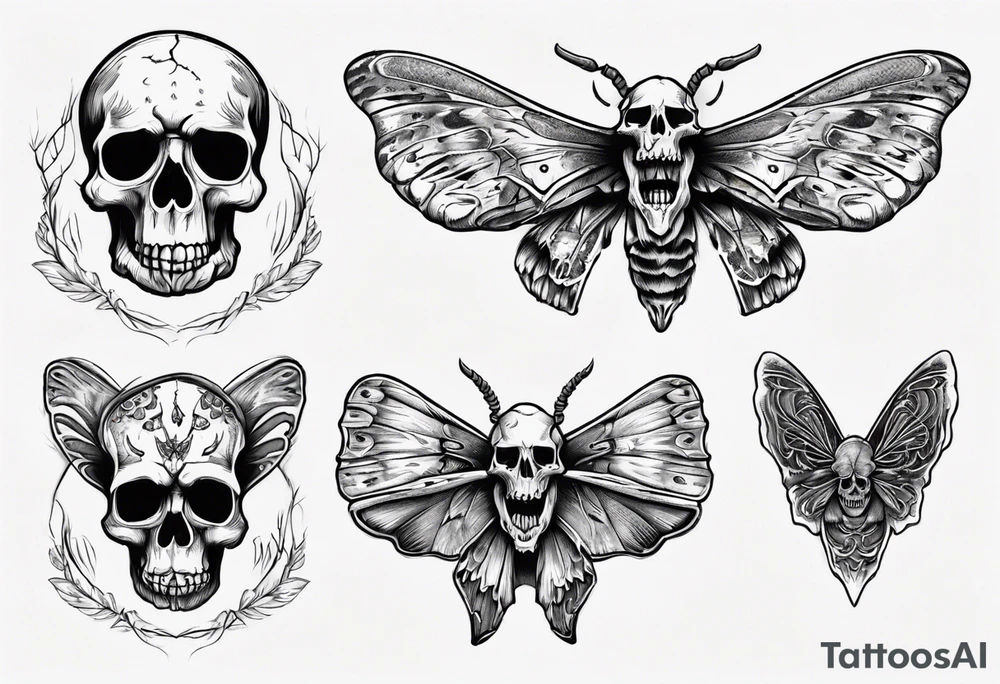moth which is also a skull tattoo idea