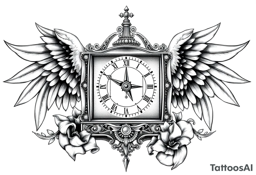 Slot machine with compass and clock with angel wings tattoo idea