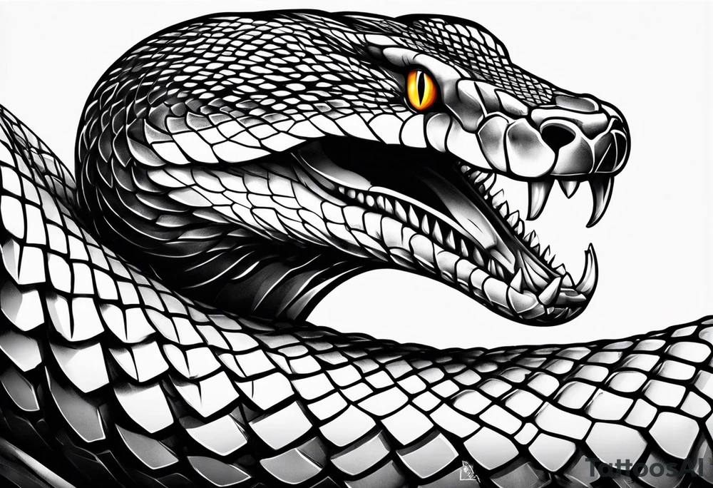 snake with open mouth tattoo idea
