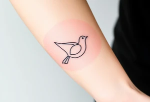 A minimalistic outline of a collared dove, with geometric lines forming its shape in muted gray and white, offering a clean and modern look tattoo idea