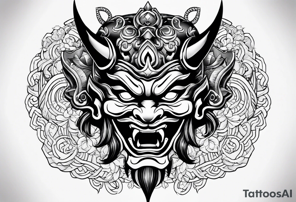 Oni mask tattoo idea