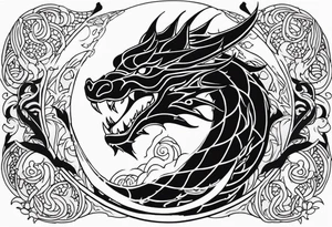 Fire breathing dragon around wrist tattoo idea