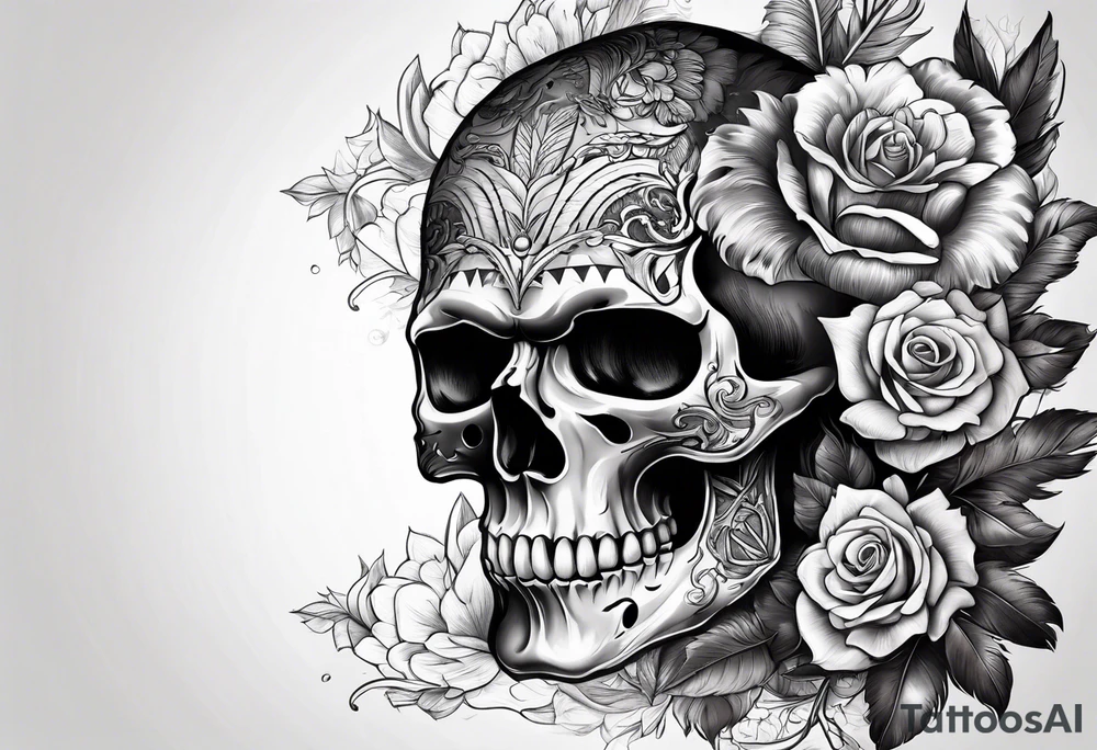 Skull with wolf tattoo idea