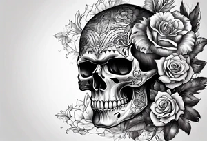 Skull with wolf tattoo idea