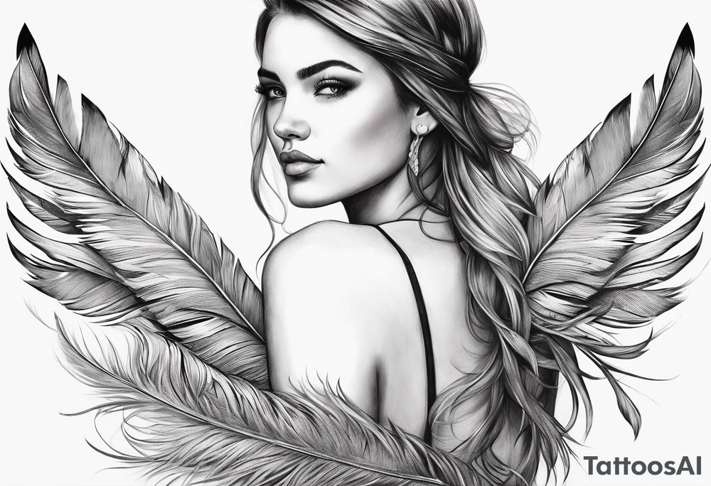 Girl with feather tattoo idea