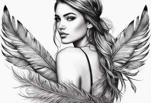Girl with feather tattoo idea