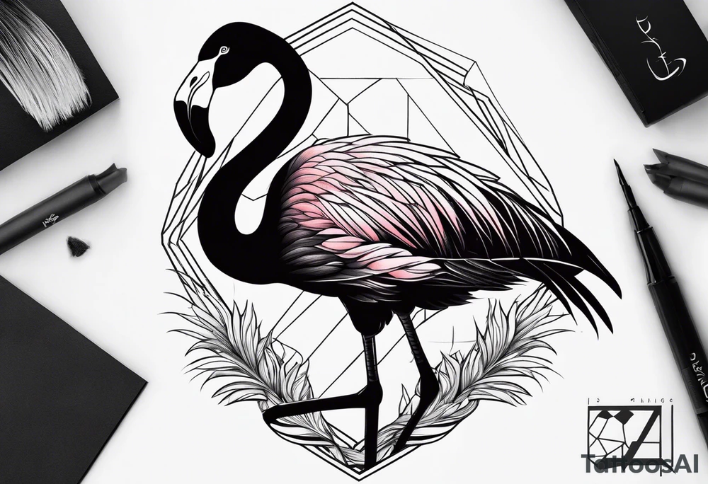 cute flamingo tattoo idea