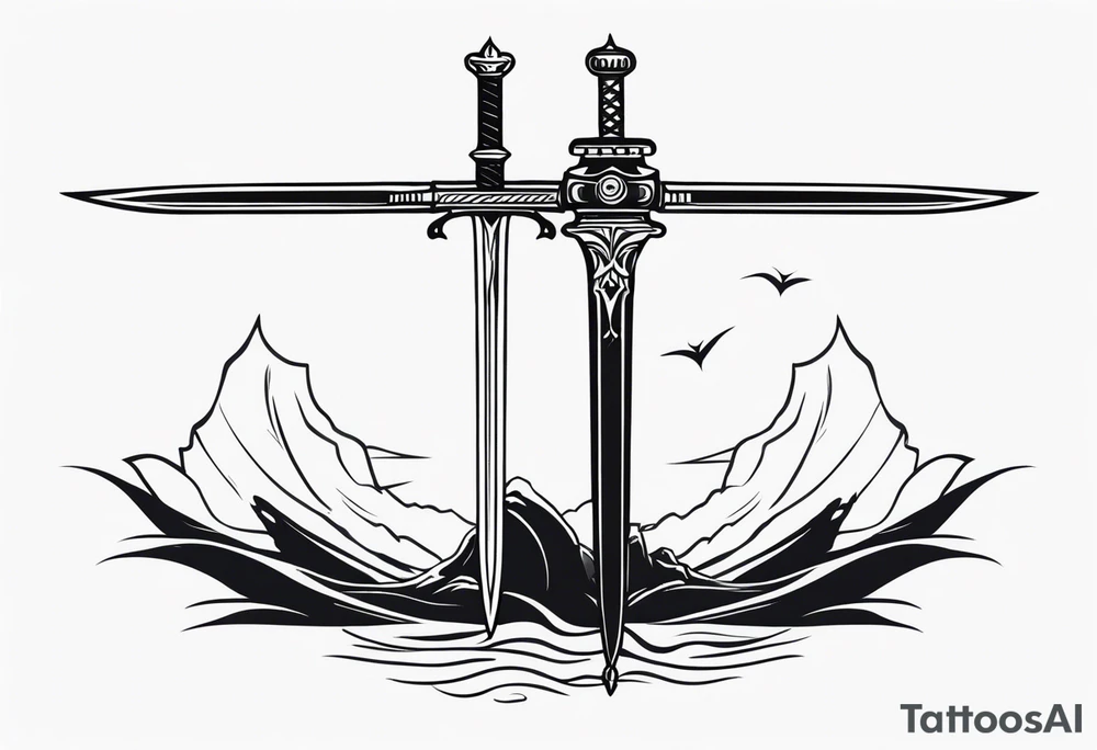 Sword with scale as handle tattoo idea