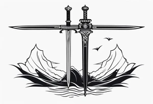 Sword with scale as handle tattoo idea