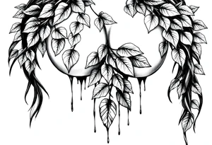 breasts covered with leaves dripping with ink tattoo idea