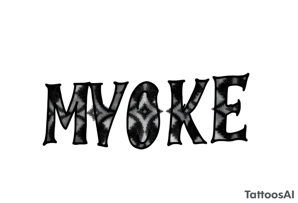 The word “MVSKOKE” shaded with Pendleton print tattoo idea