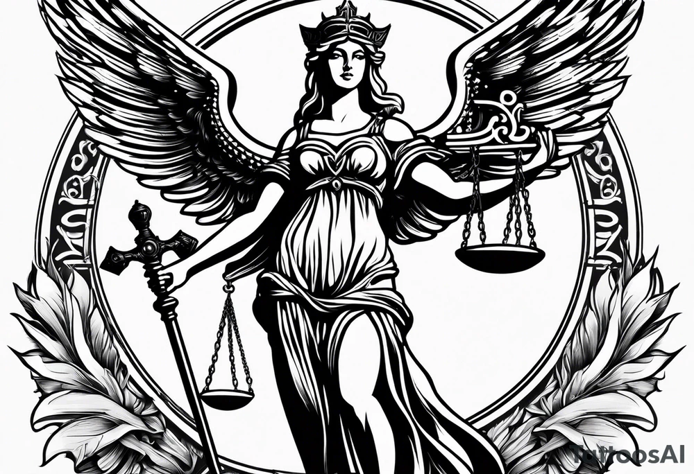 lady justice with wing tattoo idea