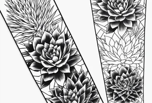 Forearm sleeve with cactus and greenery tattoo idea