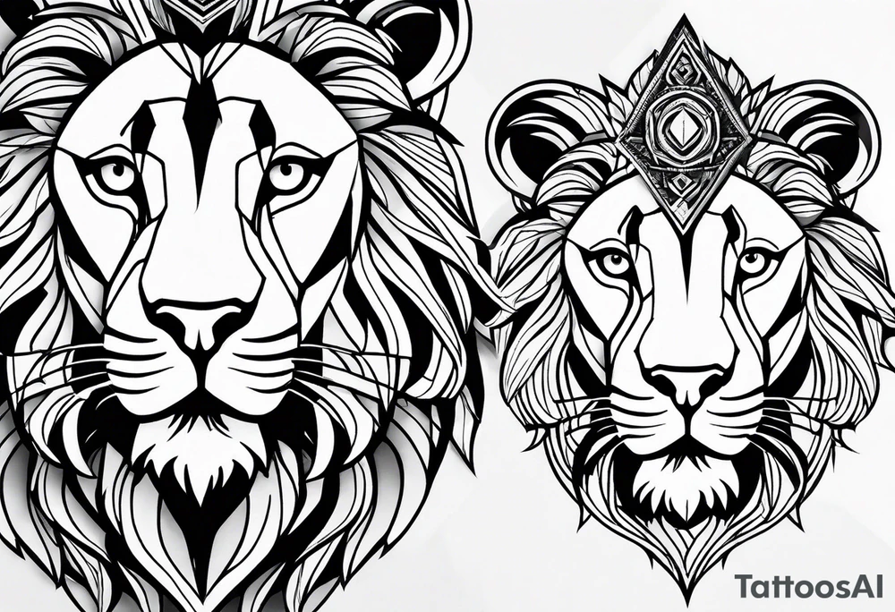 geometric lion tattoo tattoo idea