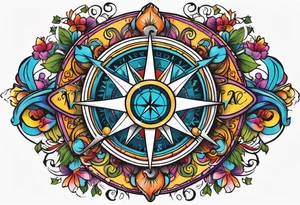 Compass wonderland skulls tattoo idea