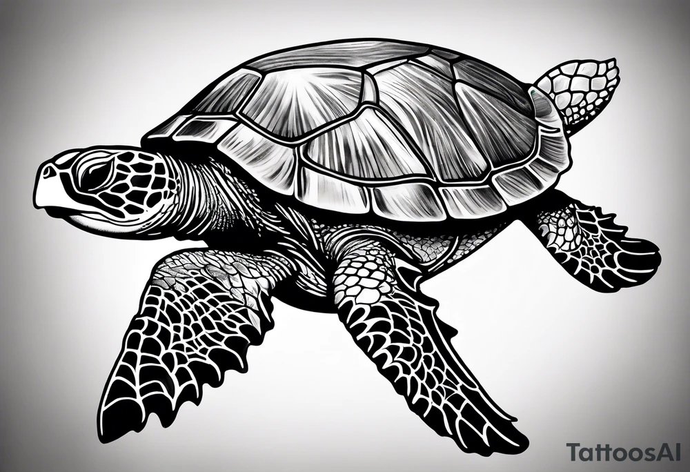 beachy seashell sea turtle tattoo idea