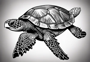 beachy seashell sea turtle tattoo idea