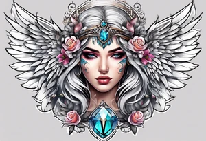 Half face half angel face tattoo idea