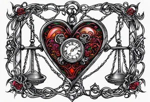 Marti Michael heart barbwire hourglass tattoo idea