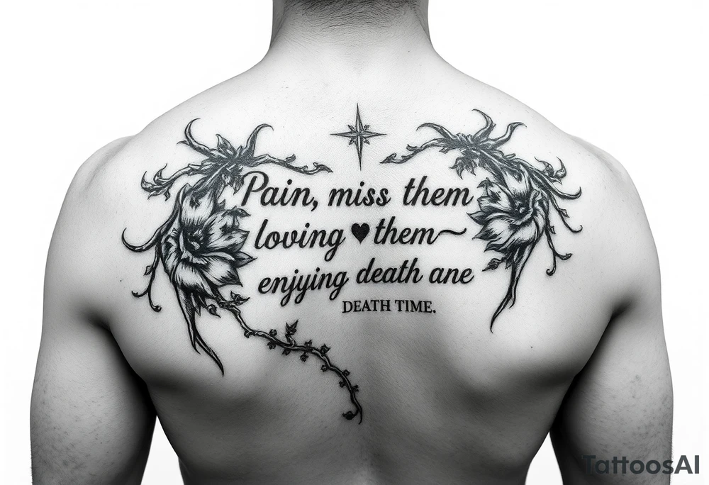 Pain , missing them , loving them , enjoying them , and death time tattoo idea