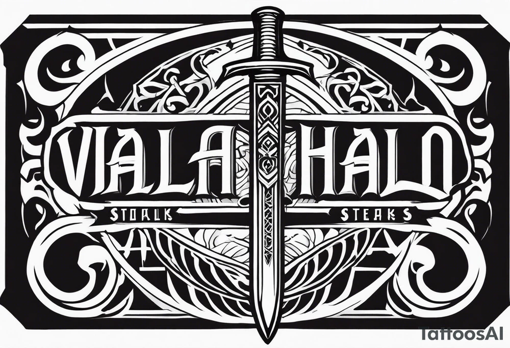 Valhalla sword stairs axe tattoo idea