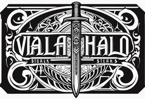 Valhalla sword stairs axe tattoo idea