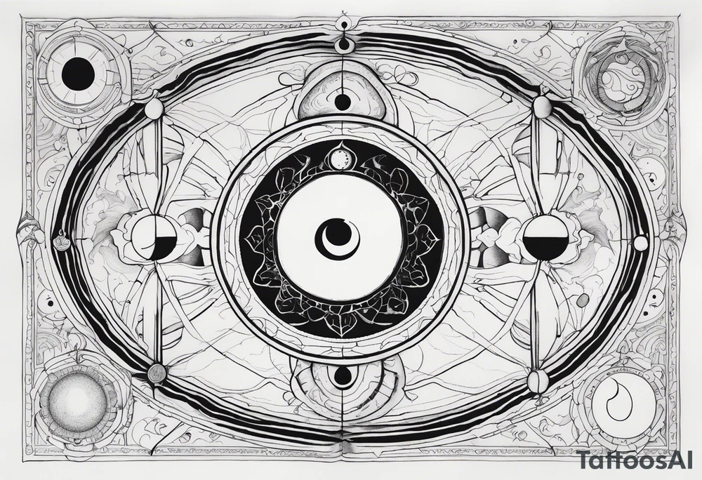 Astrology, Cancer, Natal Chart, symbolic, vision, yin yang, the moon, the sun, Uranus, Pluto, spiritual third eye, mystical armband tattoo idea