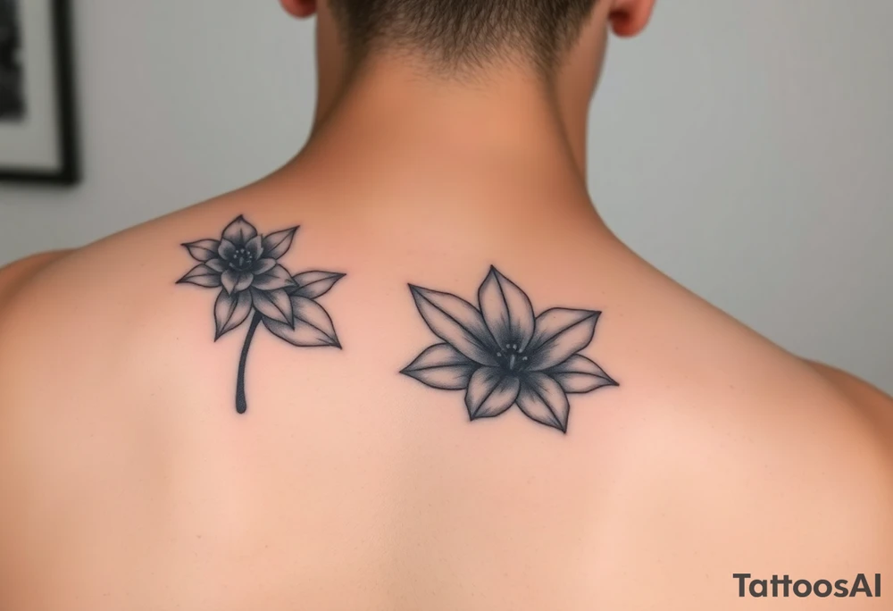 tattoo on hand including: sampugita flower, anahaw (Livistona rotundifolia), ylang ylang tattoo idea