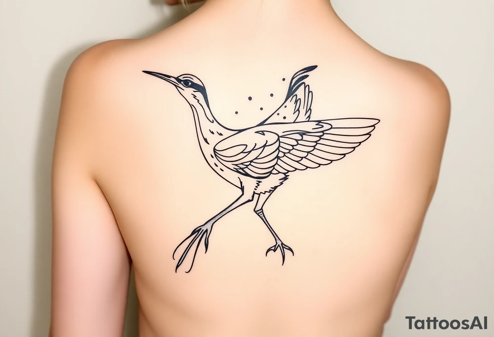 Realtistic large road Runner bird, for placement on the upper thigh tattoo idea