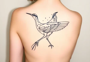 Realtistic large road Runner bird, for placement on the upper thigh tattoo idea