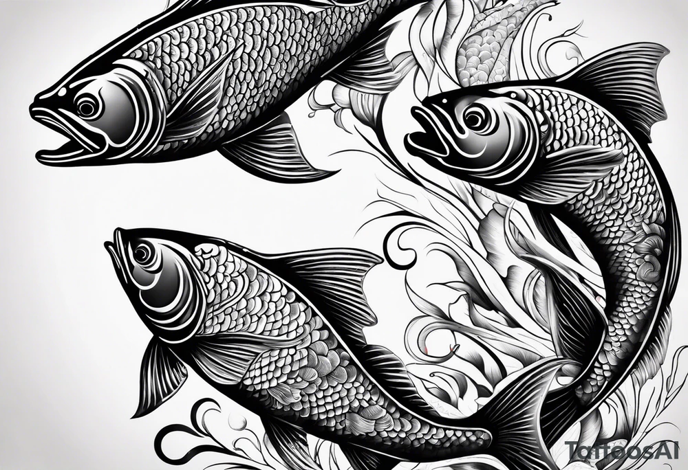 Two Fish with crescent moon tattoo idea