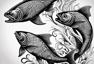 Two Fish with crescent moon tattoo idea