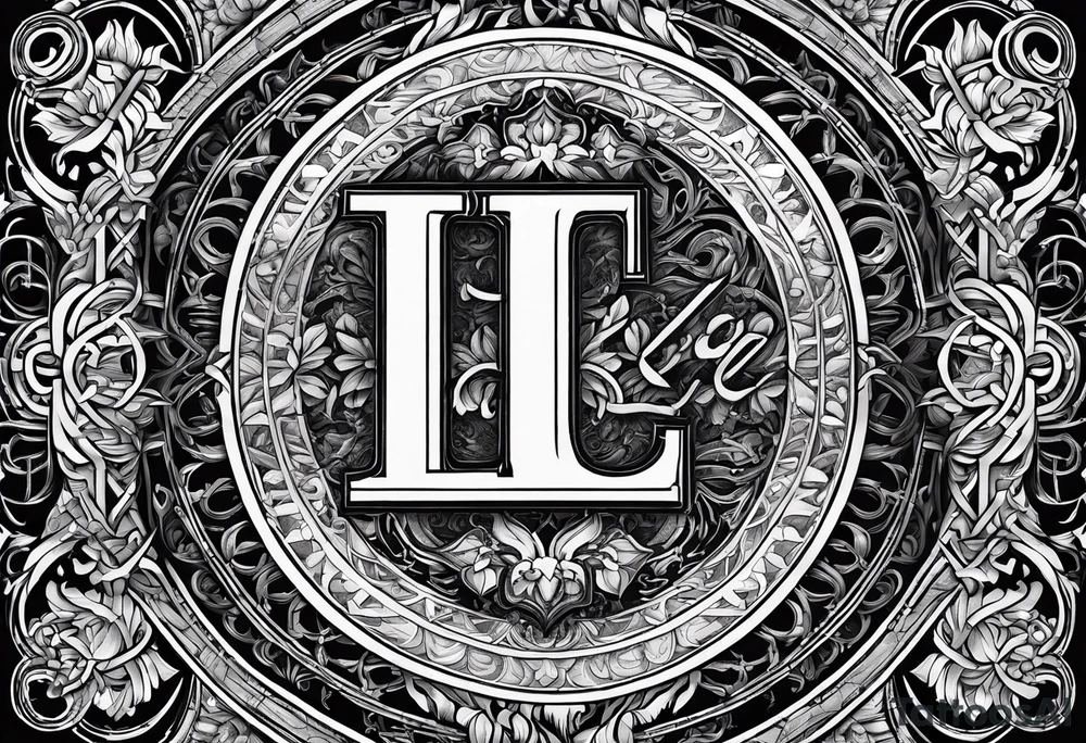 small fine line art with the letters L and C without brackground. focus is on the letters tattoo idea