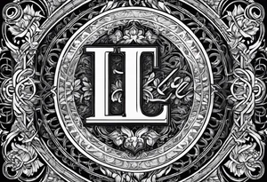small fine line art with the letters L and C without brackground. focus is on the letters tattoo idea