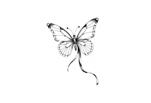 ethereal butterfly with flowing silk ribbons in moonlight tattoo idea