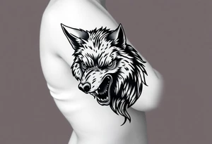 Ferocious wolf head tattoo idea