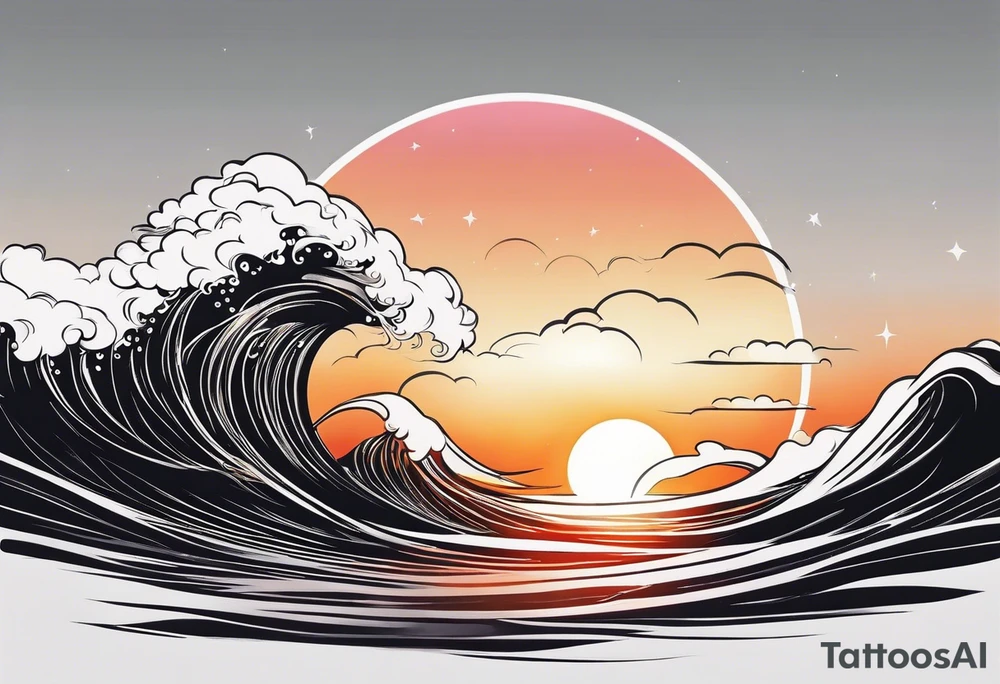 Simple ocean sunset tattoo on forearm tattoo idea
