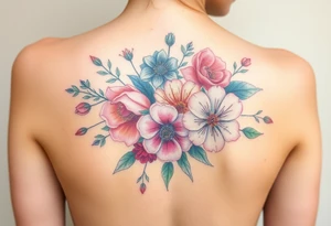 Looking for a cover-up tattoo with flowers pastel colors for months September, January, June, May, and July. tattoo idea