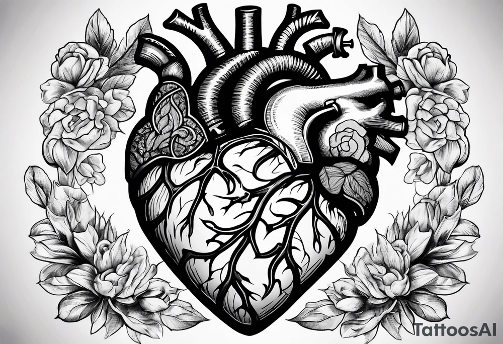 Anatomical heart from old textbook tattoo idea