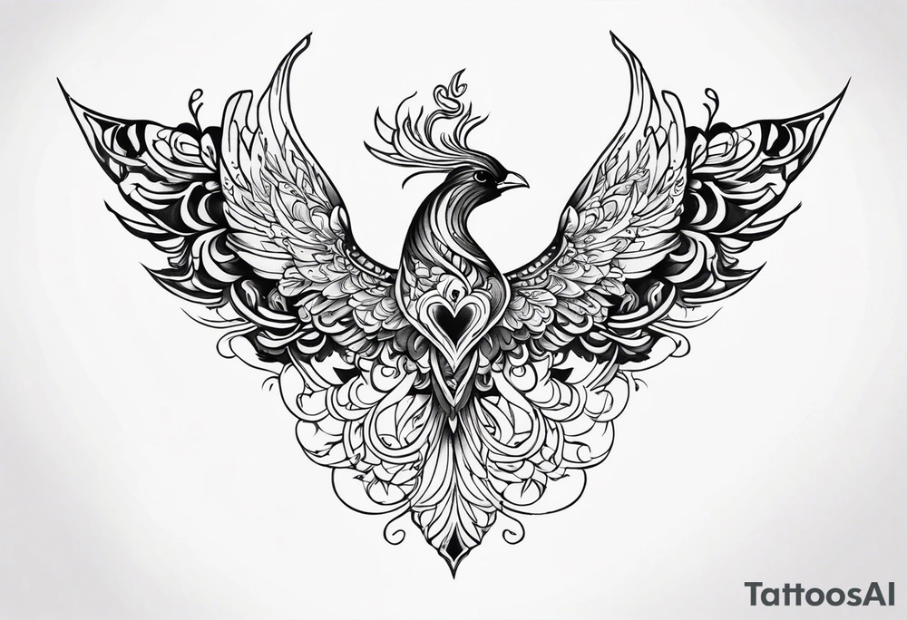 girly phoenix sternum tattoo tattoo idea