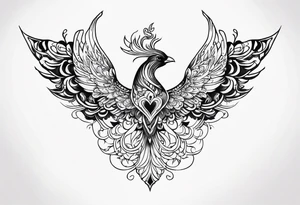 girly phoenix sternum tattoo tattoo idea