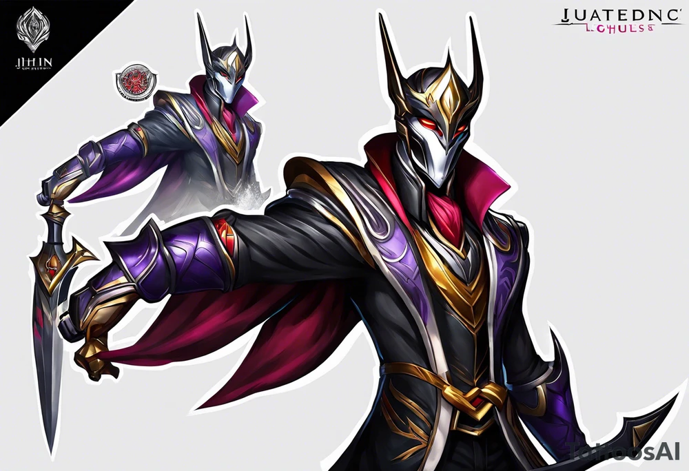 jhin for league of legends game tattoo idea