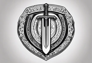 Valhalla shield sword stairs runes tattoo idea