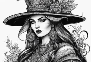 Russian folklore based old evil witch tattoo idea