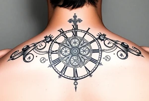 vintage roman numerals within ornate clockwork mechanism tattoo idea