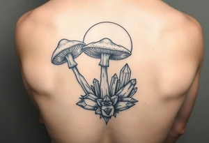 Mushroom, crystals and the moon tattoo idea