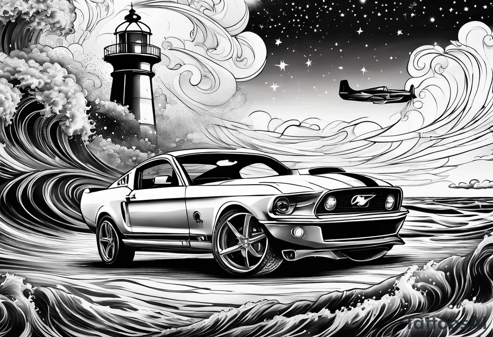 Muscle mustang 
Fast planes
Fast cars
Ocean
Galaxy 
Stars 
Lighthouse tattoo idea