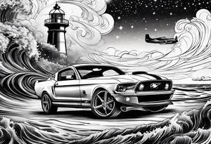 Muscle mustang 
Fast planes
Fast cars
Ocean
Galaxy 
Stars 
Lighthouse tattoo idea