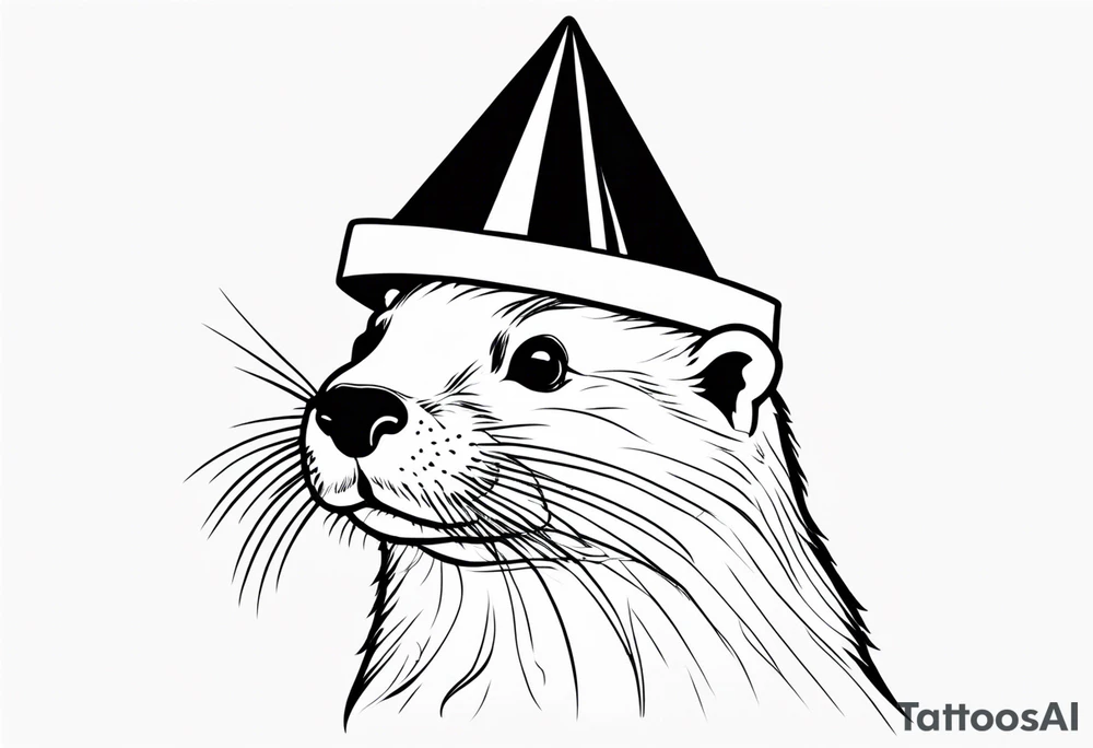 otter with a party hat tattoo idea